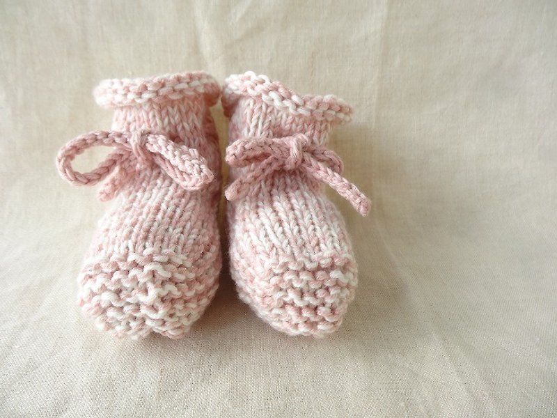 6M ~ wool cotton baby booties Pink - Bibs - Cotton & Hemp Pink