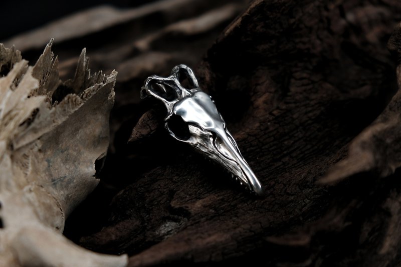 [Mountain Skeleton Period] Bottom of the Abyss—Mosasaurus Skull Necklace - สร้อยคอ - เงิน สีเงิน