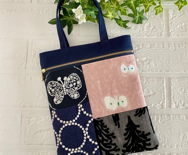 ハンドメイドミナペルホネンパッチワークのスクエアバッグ①（Mサイズ）