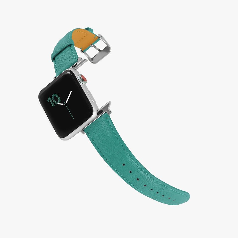 Customized Gift Italian Genuine Leather Strap Apple Watch Matcha Green_01378 - สายนาฬิกา - หนังแท้ สีเขียว