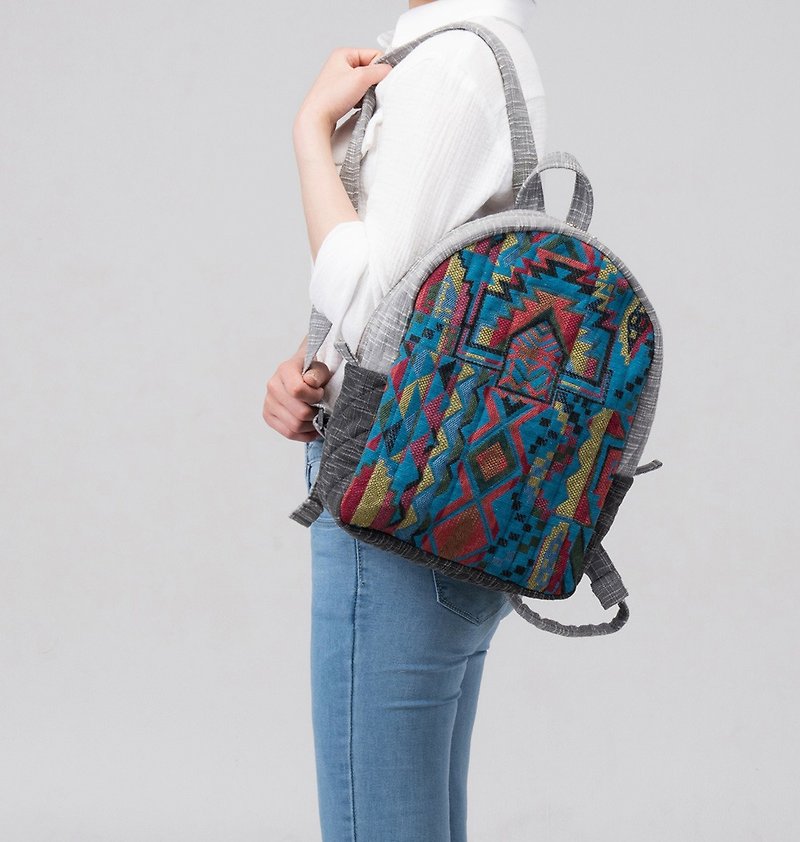 Blue handmade Bohemian backpacks womens - Backpacks - Other Materials Multicolor