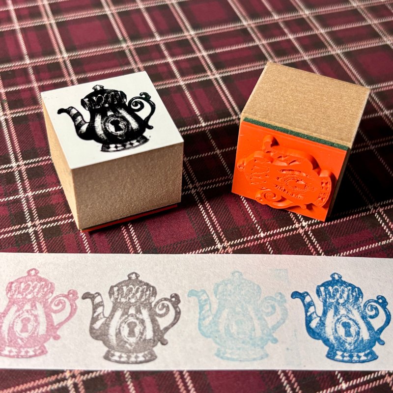 スタンプ-ティーポット- - 印章/印台 - 木頭 咖啡色