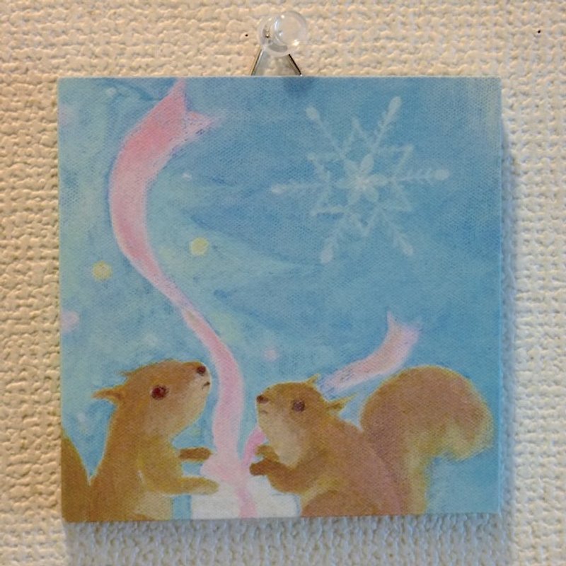 ミニパネル/雪の日の贈り物 - ポスター・絵 - 紙 ブルー