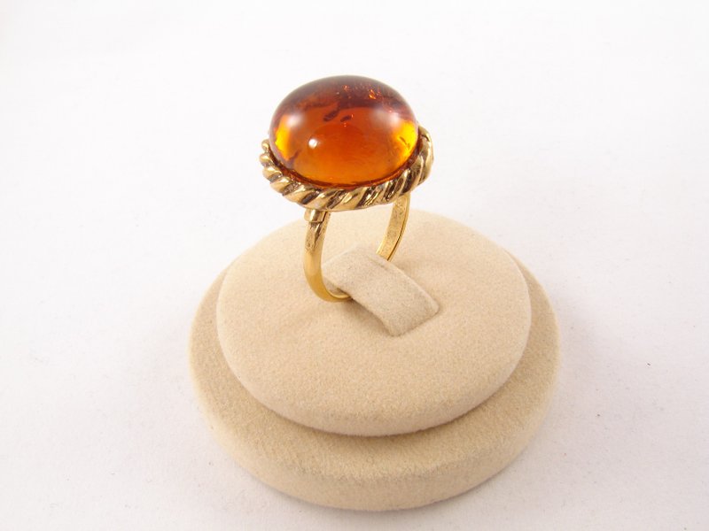 Orange Glass Adjustable Ring Golden Fire Red Round Stone Statement Ring Jewelry - แหวนทั่วไป - แก้ว สีส้ม