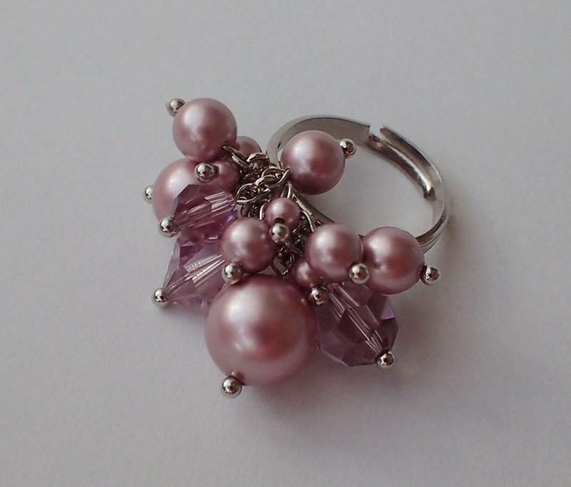 Swaying ring with SWAROVSKI ELEMENTS - General Rings - Glass Pink