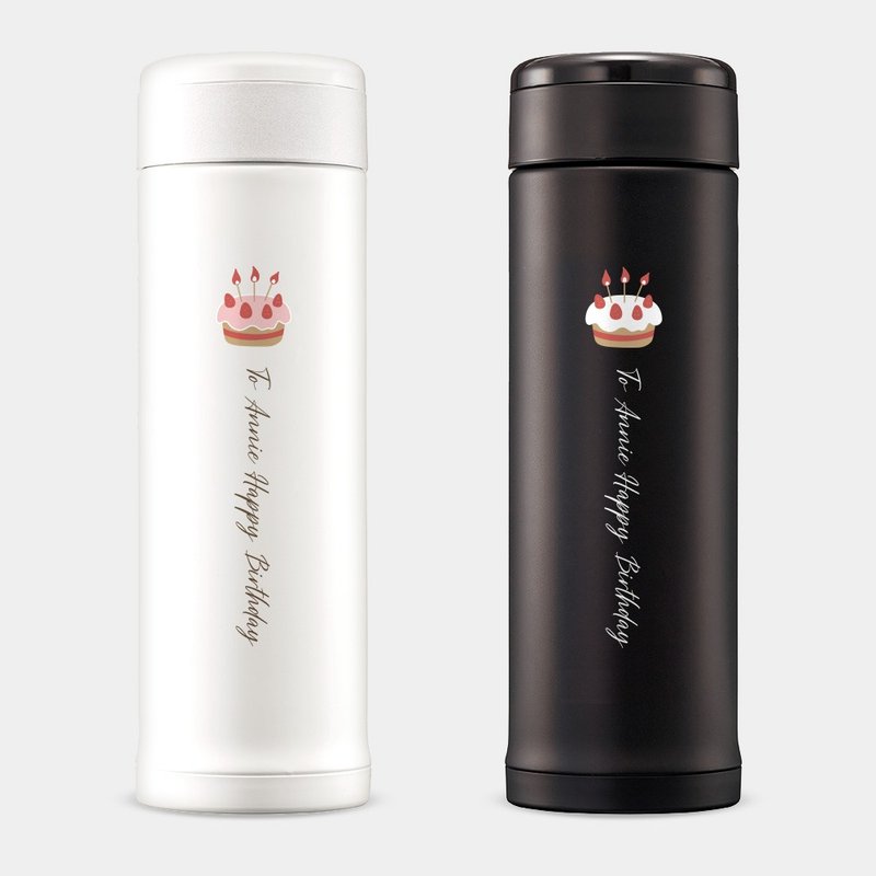 【客製化禮物】生日蛋糕 文字 象印不鏽鋼保溫瓶 PU040 - 保溫瓶/保溫杯 - 不鏽鋼 白色