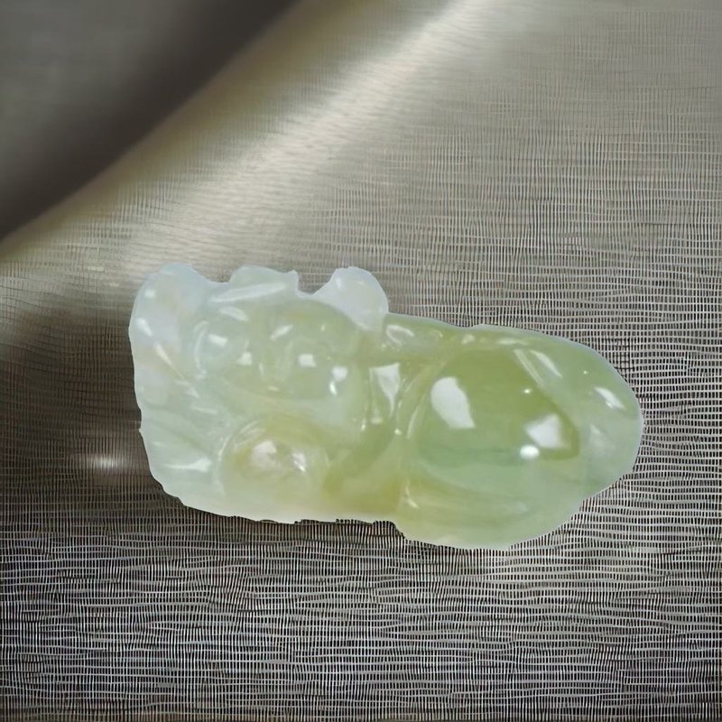 【招財神獸】冰飄黃翡翠戰神貔貅 | 天然緬甸玉翡翠 | 送禮 - 吊飾/掛飾 - 玉石 透明