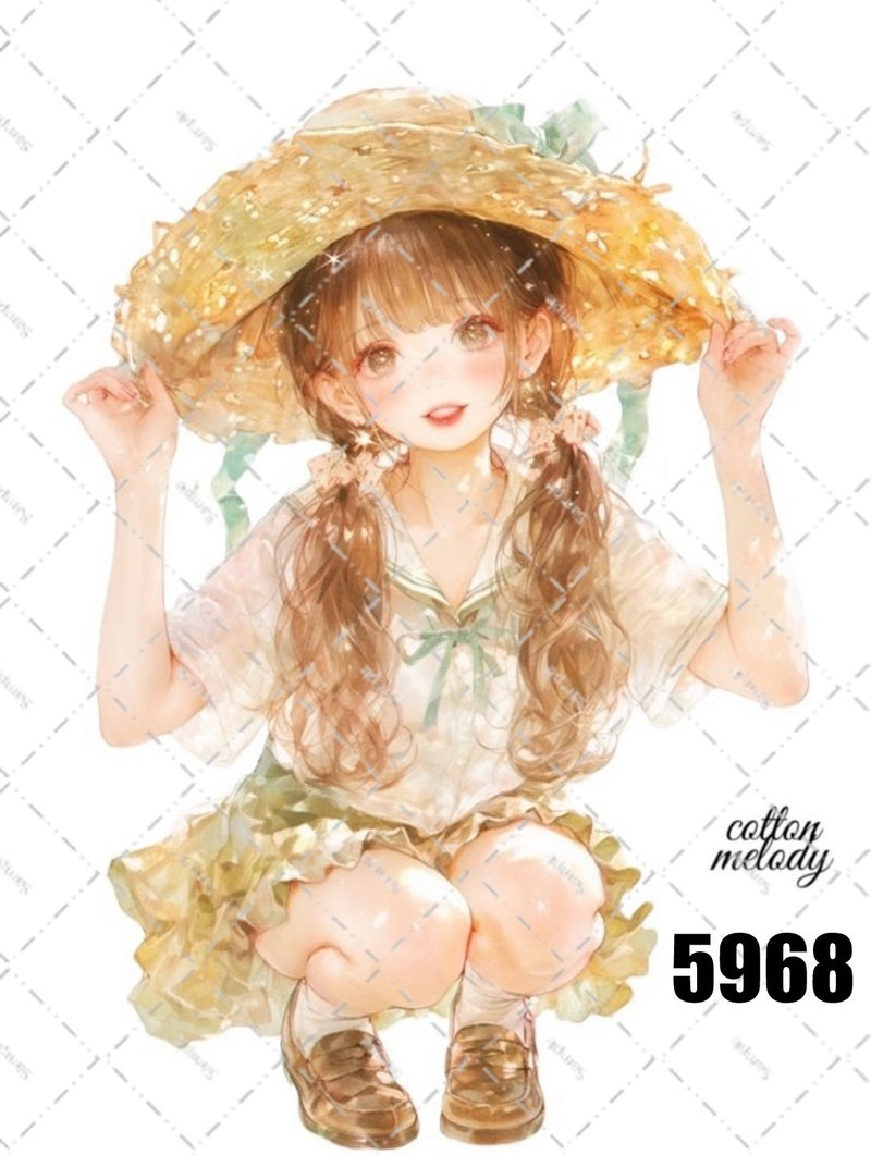 original sticker no.5968 人物ステッカー オリジナルステッカー 人物ステッカー 女の子ステッカー オリジナル人物ステッカー - 貼紙 - 紙 