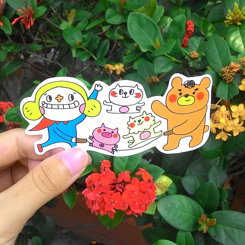 Flowers big nose stickers - Community skipping leaflets - Stickers - Paper Multicolor