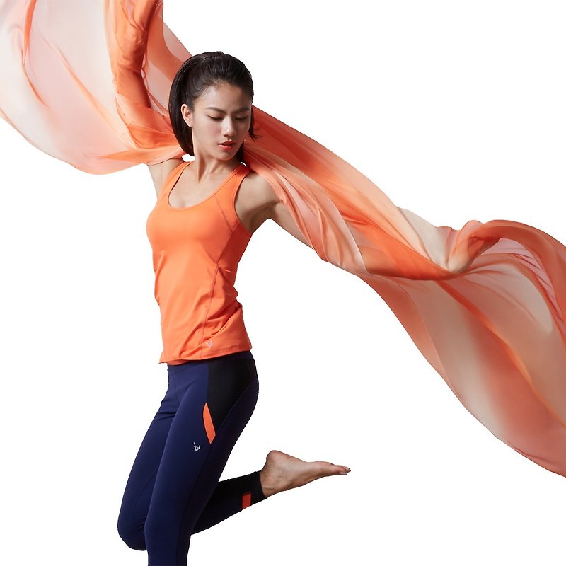 [MACACA] Ying Cai Small Hip-2" Thin Nine Pants - ATE7622 Zhang Qing / Tangerine - กางเกงวอร์มผู้หญิง - ไนลอน สีส้ม