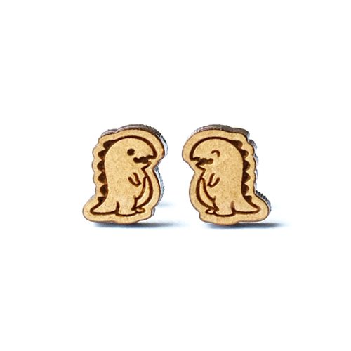 Plain wood earrings-Tyrannosaurus rex