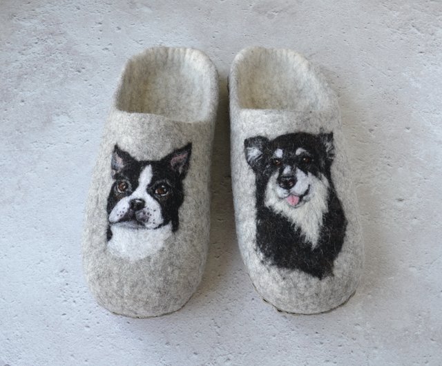 White dog slippers hot sale