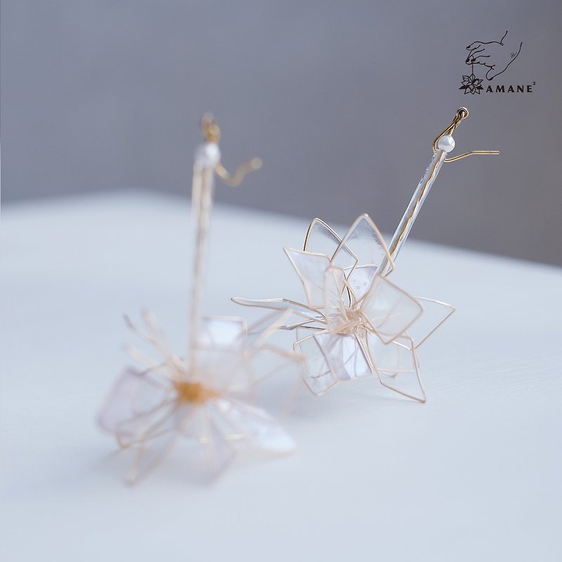 Chip of Stars - Hand Made Drop Earrings (transparent) - Earrings & Clip-ons - Other Materials Transparent