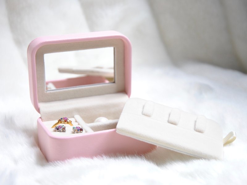 Pink Mini Travel Jewelry Box - 其他 - 人造皮革 粉紅色