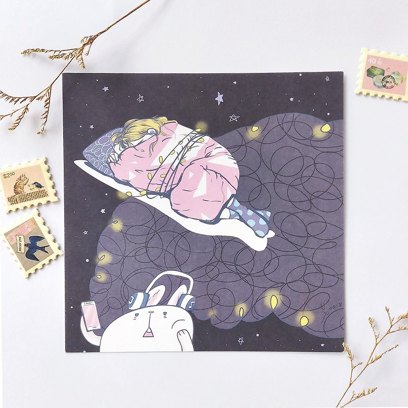 【Escape Girl】Illustrated Postcard-Intelligent Insomnia - การ์ด/โปสการ์ด - กระดาษ 