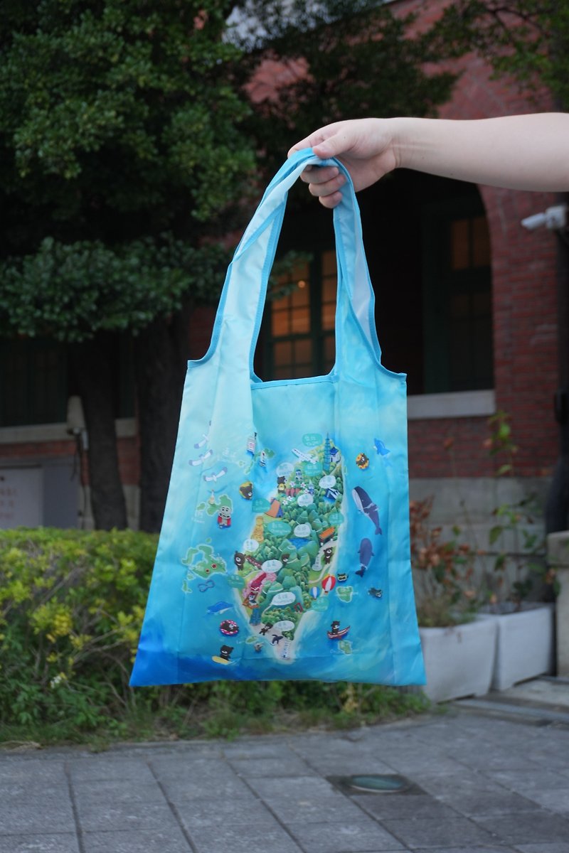 Folding Shopping Bag-Taiwan Island is surrounded by sea - Toiletry Bags & Pouches - Polyester 
