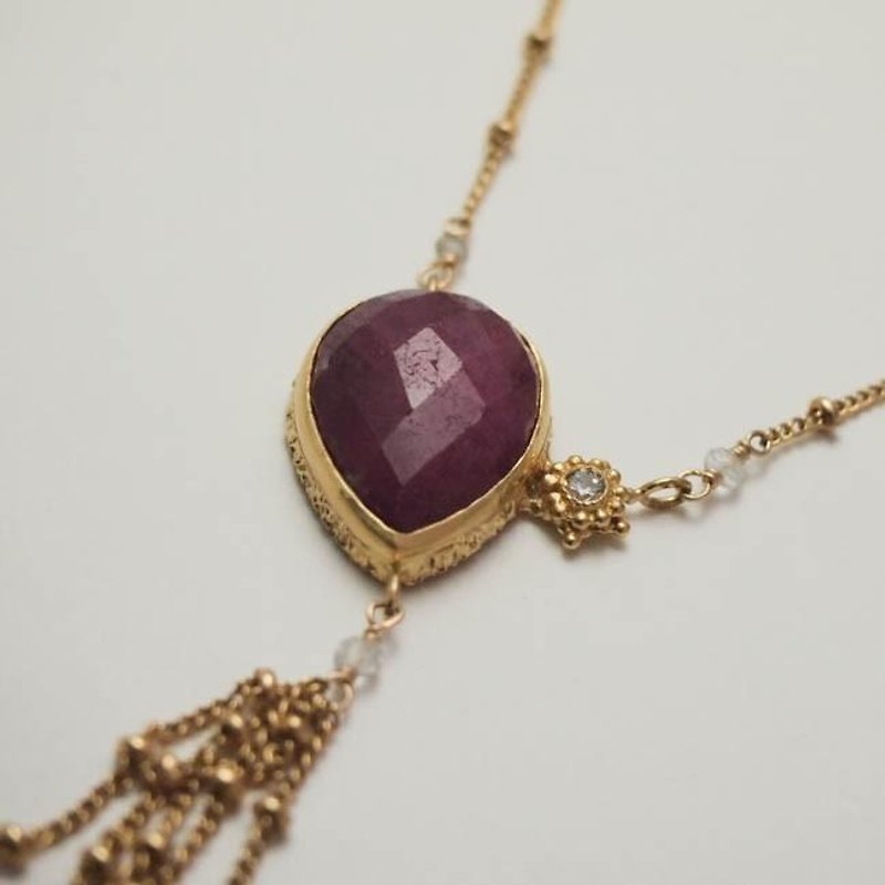 moonlight necklace gd ruby【FN221】 - ネックレス - 金属 ゴールド