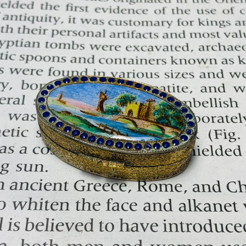 Italian hand-painted landscape painting jewelry box - Other - Other Metals 