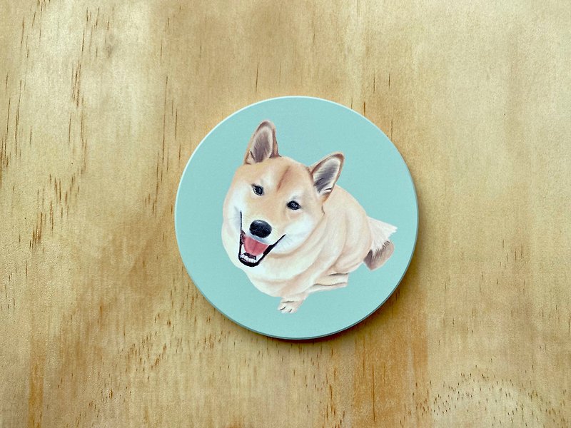 Shiba Inu-Ceramic absorbent coaster - Coasters - Pottery White