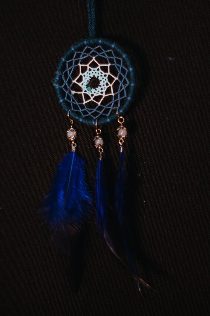 純手工捕夢網 Handmade Dreamcatcher－【惡魔之眼(小)】 - 擺飾/家飾品 - 其他材質 藍色