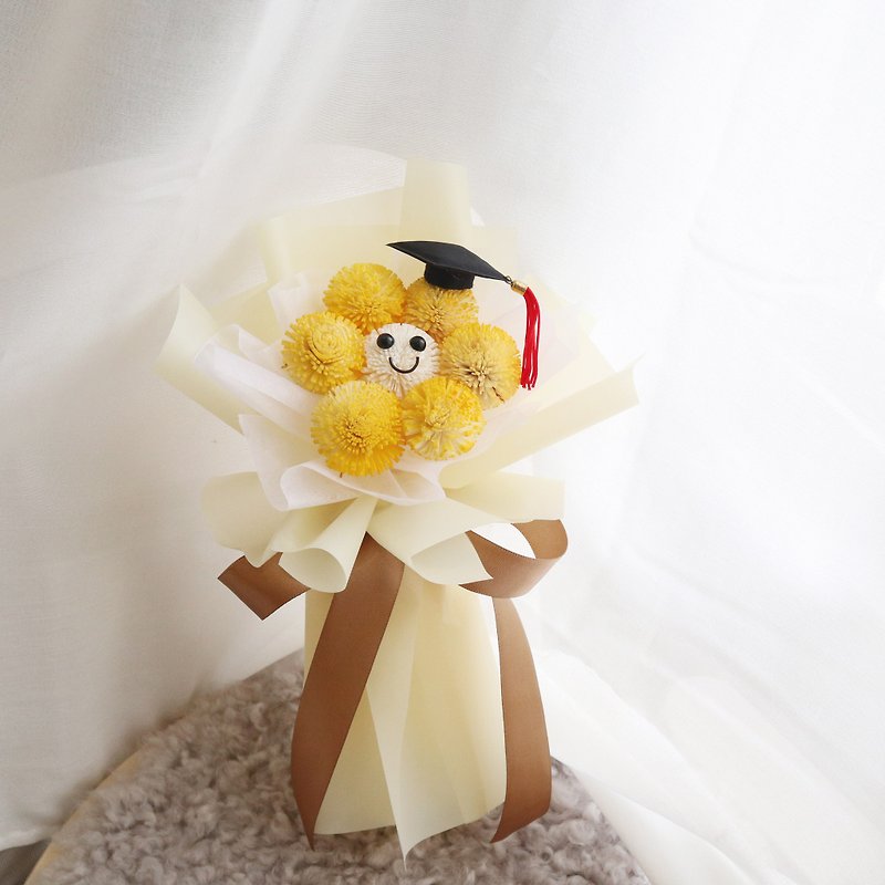 Graduation bouquet \ Super Q smiling bouquet Sola ping pong handmade sticky system can be used as fragrance diffuser - Dried Flowers & Bouquets - Plants & Flowers 