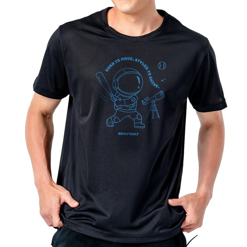 MIT專利呼吸衣-棒球太空人(線條款) - 運動上衣/排汗衫 - 聚酯纖維 黑色