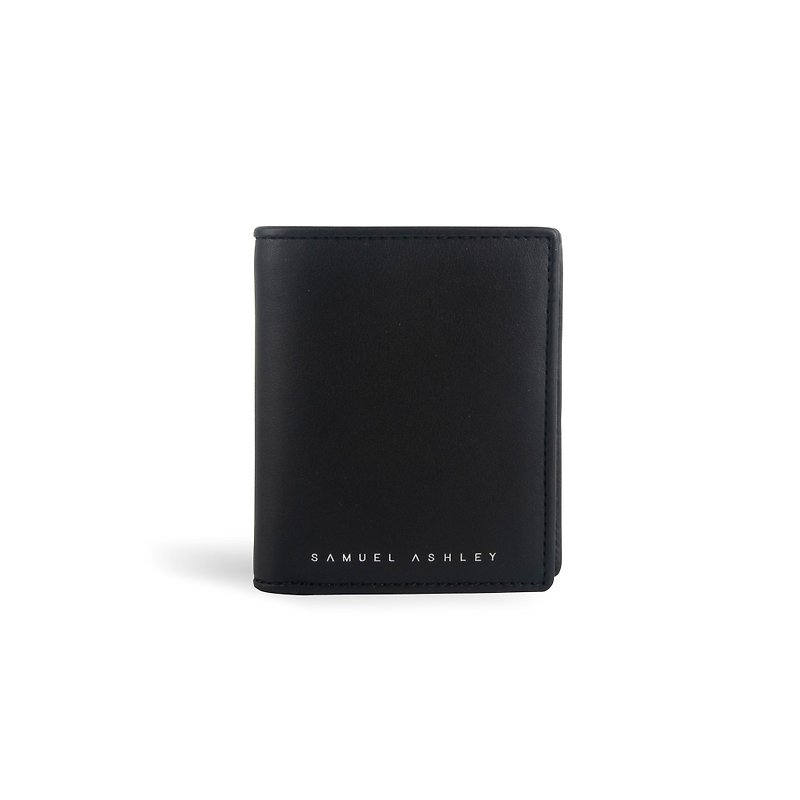 Chandler Vertical Leather Bi-fold w/ Coin Case (RFID) - Black - กระเป๋าสตางค์ - หนังแท้ สีดำ