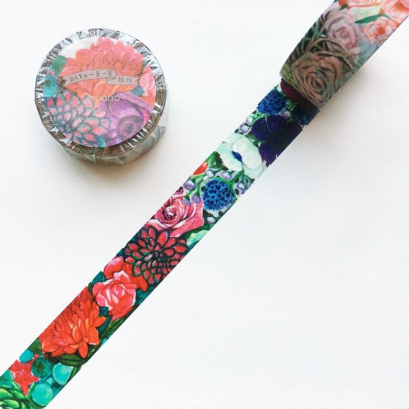 Qmono x Daya One-for-One Travel Original Paper Tape [Between Flowers (QMT-DA06)] - Washi Tape - Paper Multicolor