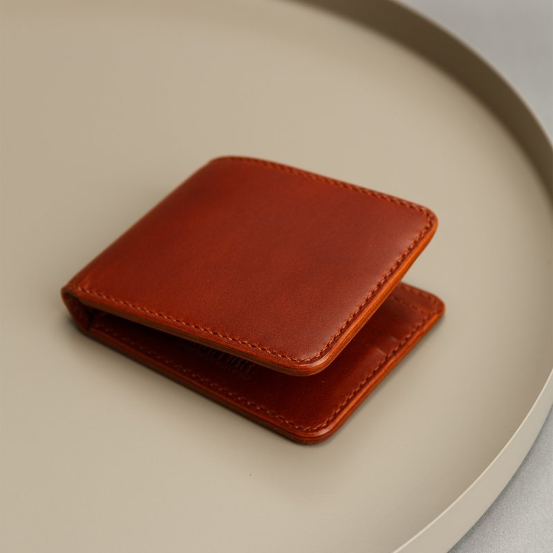 GOURTURE - Classic Japanese short clip/wallet [amber Brown] Classic Wallet - กระเป๋าสตางค์ - หนังแท้ สีนำ้ตาล