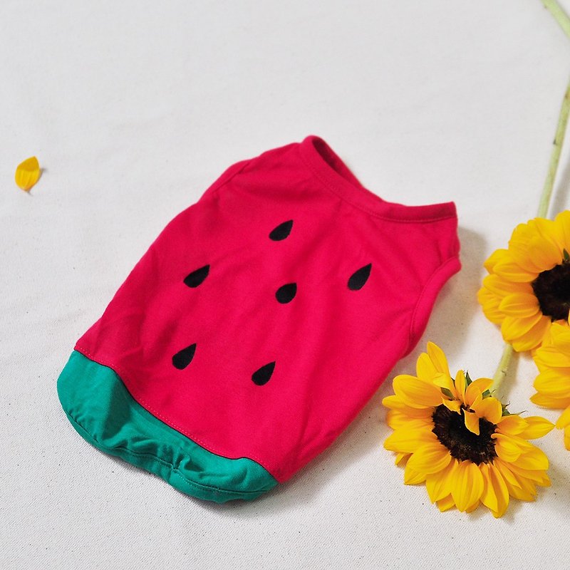 [Eat watermelon] For Dear's cool summer for hairy kids-clothes for cats and dogs - Clothing & Accessories - Cotton & Hemp Red