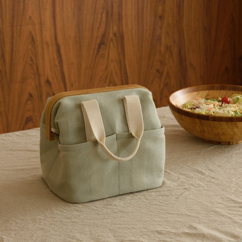 【Gudee】UROKI 保溫便當袋 野餐保冷袋 (亞麻藍/淺草綠) - 居家收納/收納盒/儲物盒 - 竹 綠色