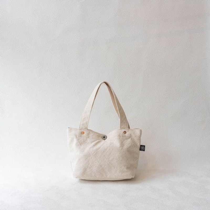 Boat-shaped Tote Bag S [Beige] (VC-7S) - กระเป๋าถือ - ผ้าฝ้าย/ผ้าลินิน ขาว