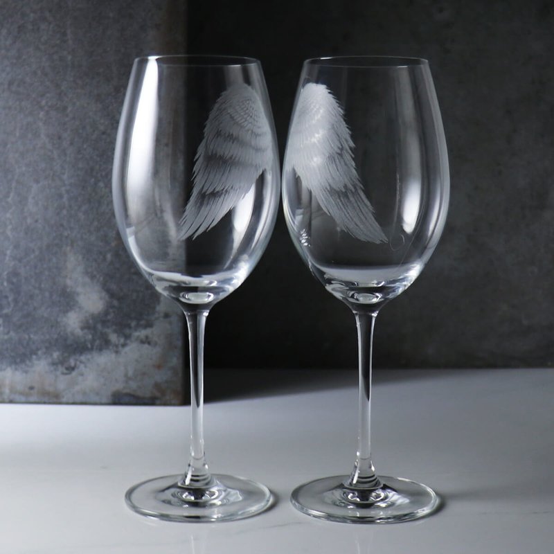 (一對價)470cc【天使的祝福】Lucaris水晶無鉛水晶對杯 福音禮物 - 酒杯/酒器 - 玻璃 灰色