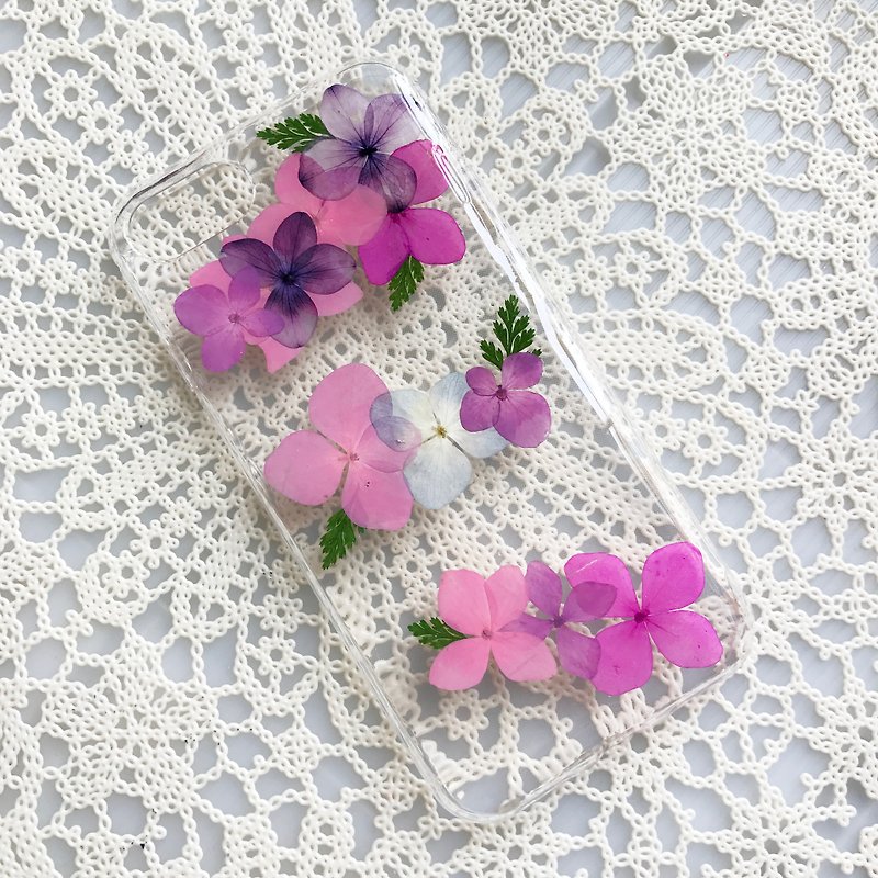 iPhone 7 手機殼 Handmade Pressed Flowers Case 押花 乾燥花 紫色壓花 017 - 手機殼/手機套 - 植物．花 紫色