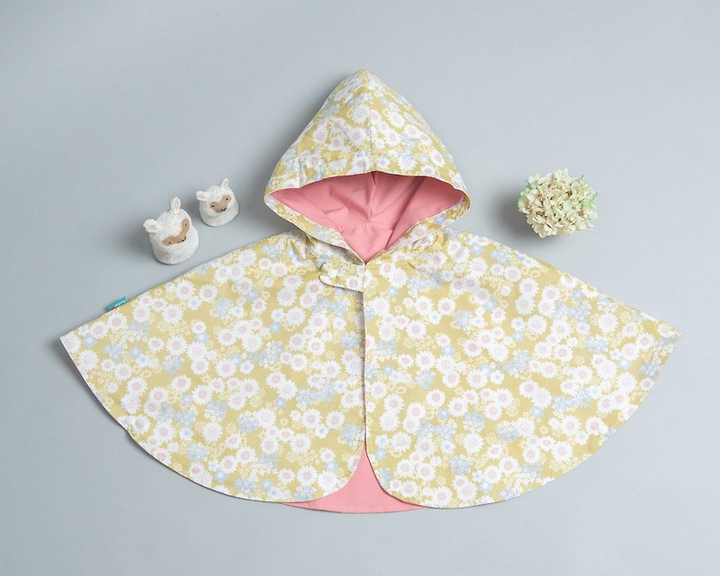 Windproof and rainproof double-sided cloak-flower 57vs rose pink hand-made cloak baby windbreaker toddler raincoat - Coats - Cotton & Hemp Multicolor