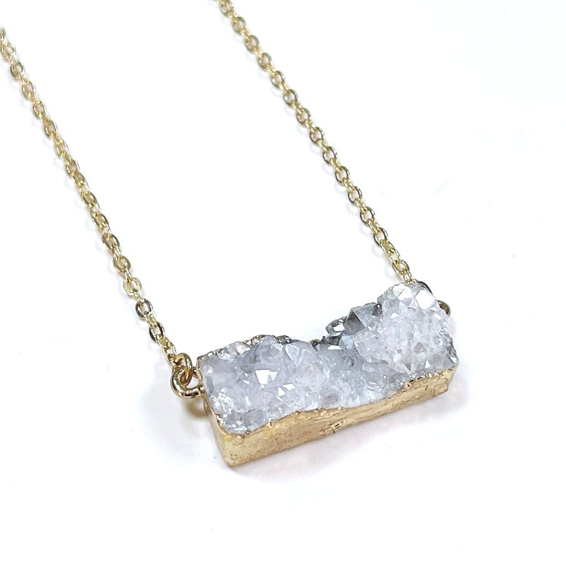 Druzy crystal necklace rectangular - สร้อยคอ - คริสตัล 