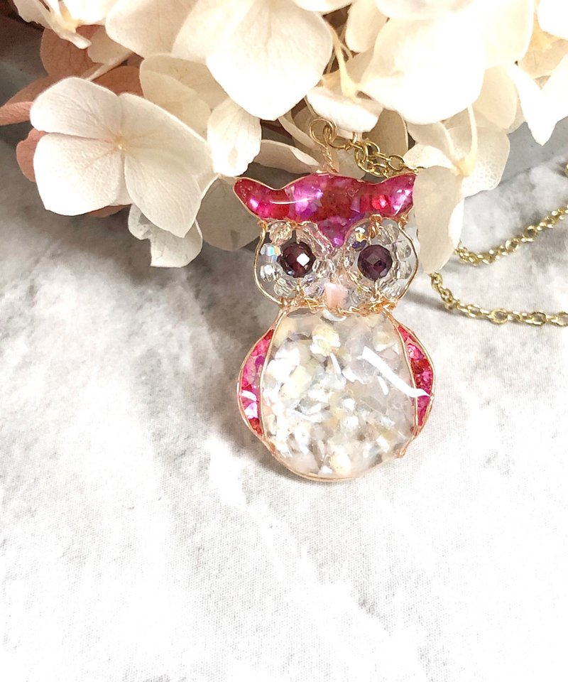 Rhinestone Shell Owl Necklace - Necklaces - Other Metals Multicolor