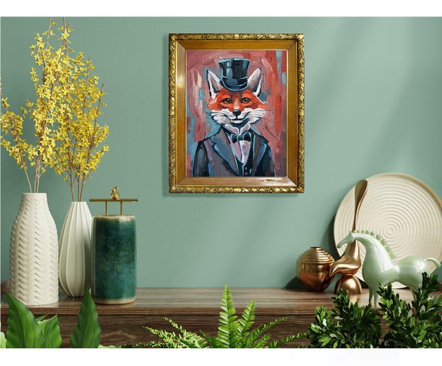 キツネの図版　フランス　アンティーク　版画　1880年　動物　博物画　額縁 Amazon.co.jp: Fchen art 北欧 素朴 ウィリアム・モリス フォックス