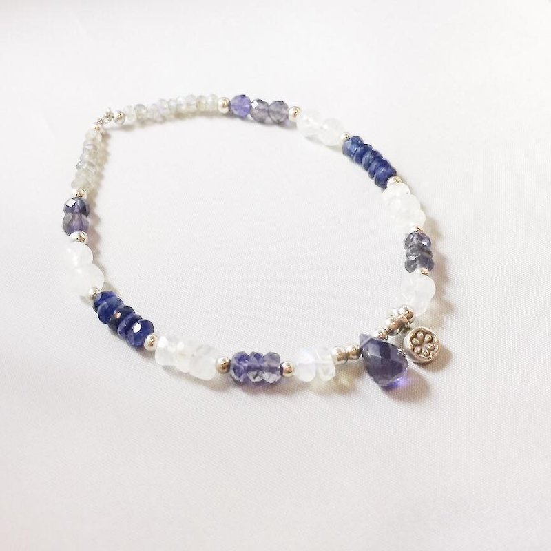 MH Sterling silver natural stone custom series _ Snow _ _ Qing earth bluestone - Bracelets - Gemstone Purple