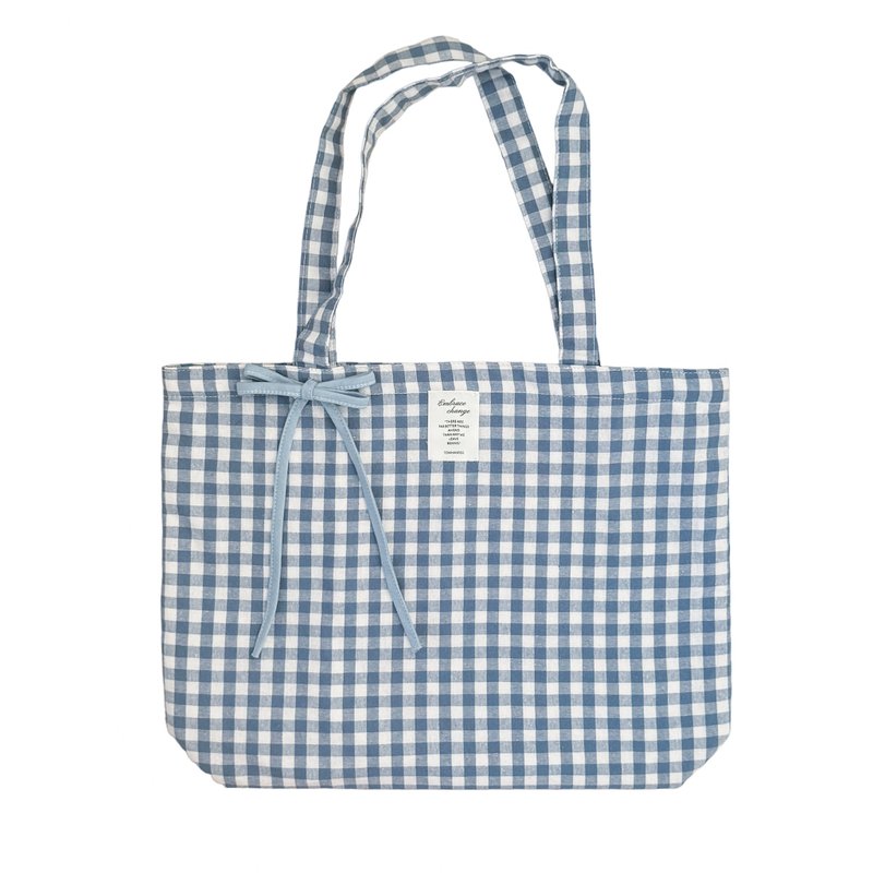 Everyday Tartan Tote (#MistyBlue) - Handbags & Totes - Other Materials 