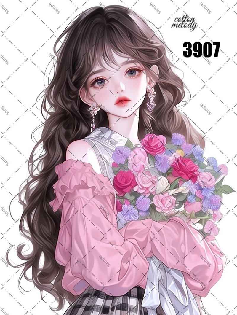 original sticker no.3907 人物ステッカー オリジナルステッカー オリジナル人物ステッカー 装飾ステッカー cotton melody - 貼紙 - 紙 