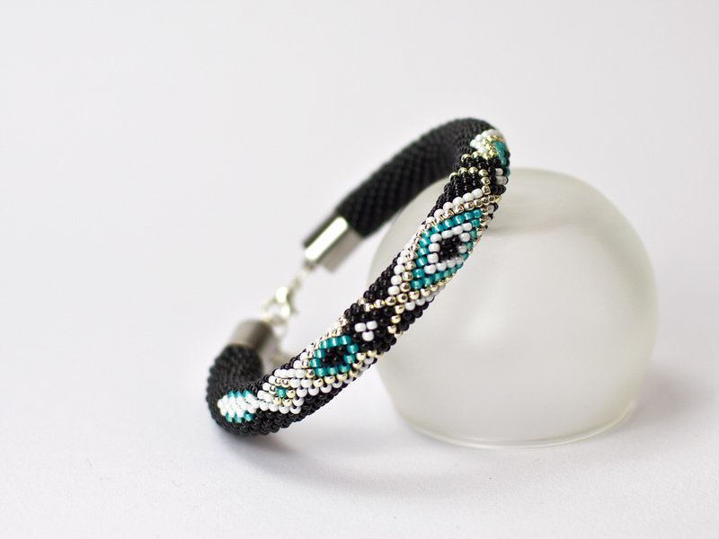 Do It Yourself kit, Jewelry making kit, Bead crochet kit, Adult craft kits - 編織/刺繡/羊毛氈/縫紉 - 玻璃 黑色