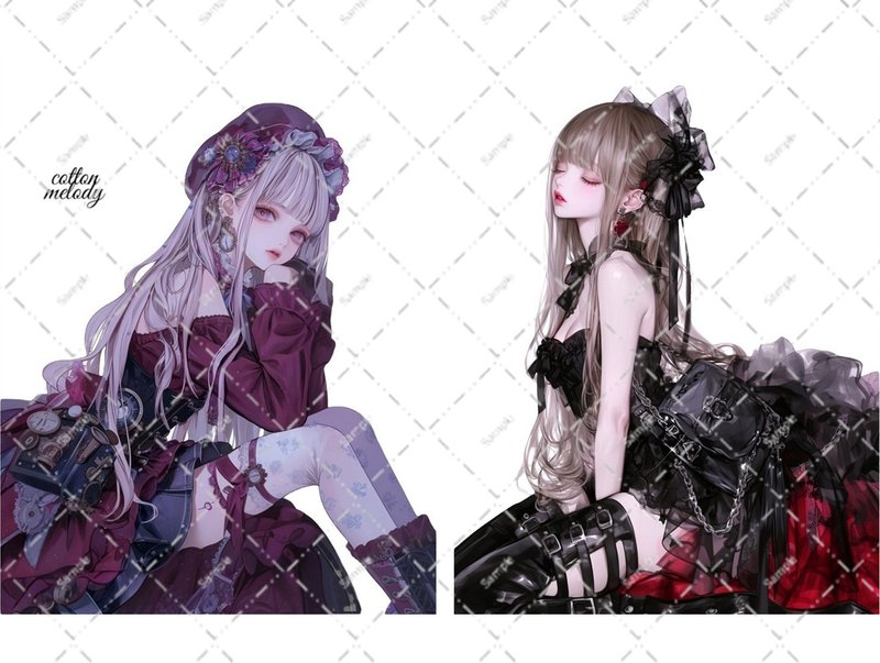 original sticker no.6332 人物ステッカー オリジナルステッカー 人物ステッカー 女の子ステッカー オリジナル人物ステッカー - 貼紙 - 紙 