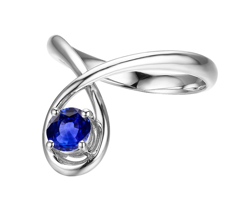 フレッシュとサファイアの婚約指輪結婚指輪14Kゴールドリングエレガントなミニマリストブルートレジャーロイヤルブルーリング - リング - 貴金属 ブルー