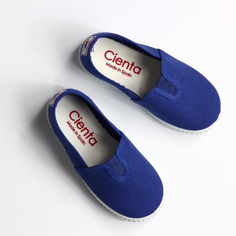 Spanish nationals canvas shoes CIENTA 54000 07 big blue children's shoes size - รองเท้าลำลองผู้หญิง - ผ้าฝ้าย/ผ้าลินิน สีน้ำเงิน