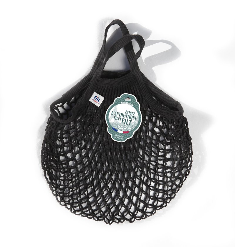 French Filt mesh bag quiet black Noir - กระเป๋าถือ - ผ้าฝ้าย/ผ้าลินิน 