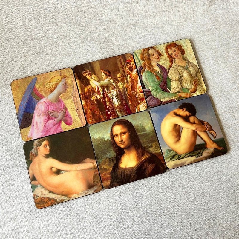 French Classical World Famous Painting Coaster Set│Out-of-Print Refurbished Set of Six Only This Set - ที่รองแก้ว - วัสดุอื่นๆ หลากหลายสี