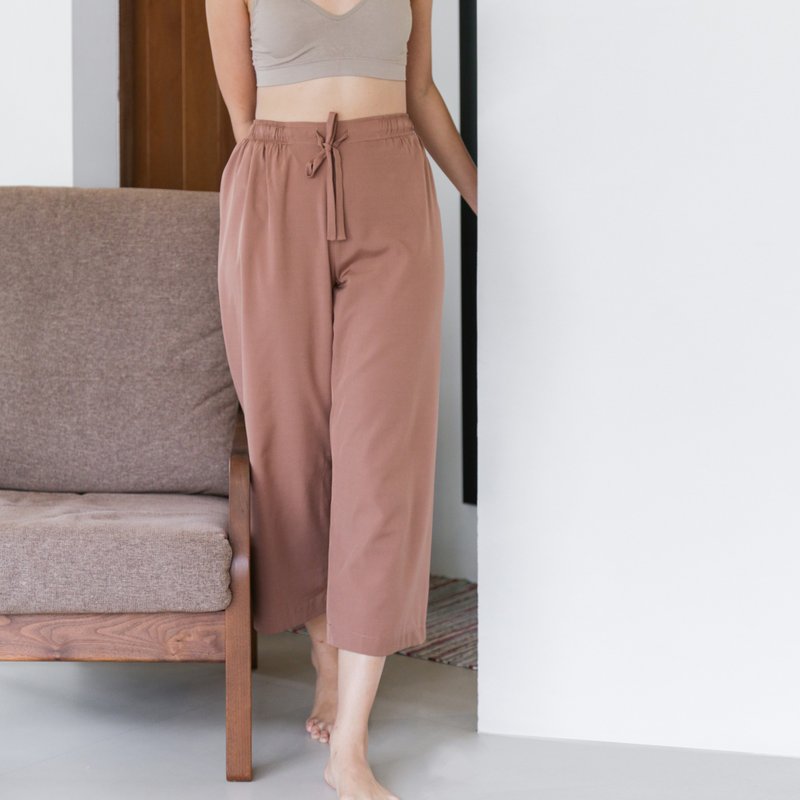 Heima silk pants / กางเกงผ้าไหมอิตาลี ไร้ตะเข็บข้างลำตัวสีน้ำตาล ซับในเต็มตัว - กางเกงขายาว - เส้นใยสังเคราะห์ สีนำ้ตาล