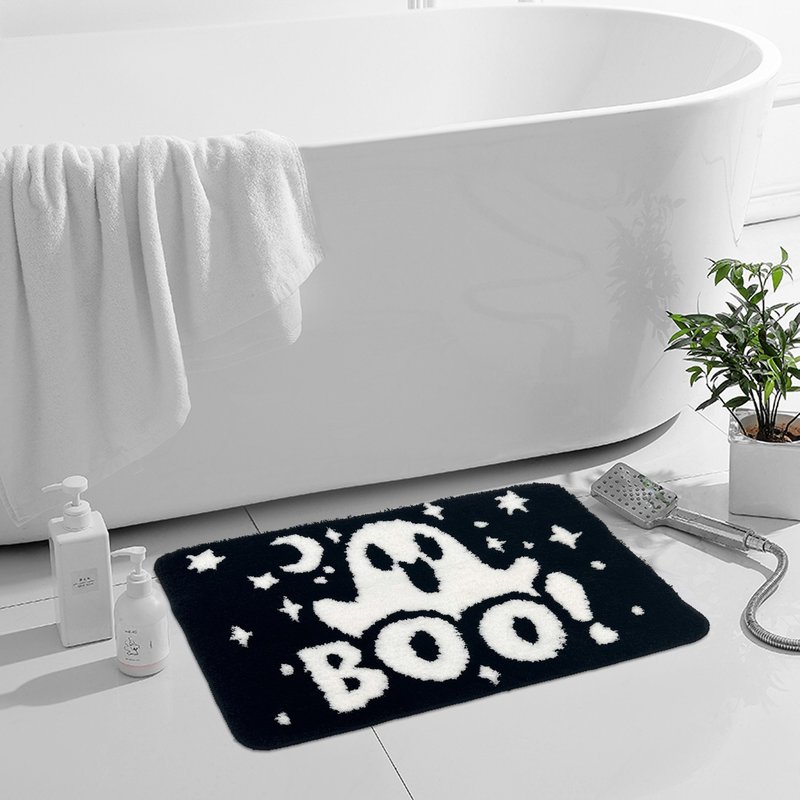 Cute Ghost Soft Bathroom Mat Foot Pad Black Halloween Holiday Home Dec - Rugs & Floor Mats - Polyester Black