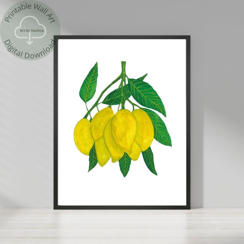 Watercolor Yellow Mangoes - Printable Wall Art - Instant Digital Download - 電子似顏繪/繪畫/插畫 - 其他材質 